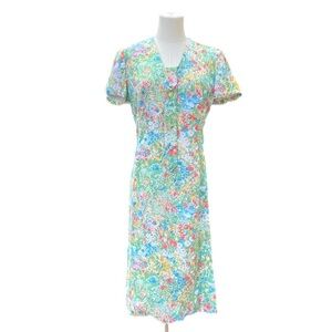 Vintage Nat Kaplan Couture floral garden sheath dress USA size 8